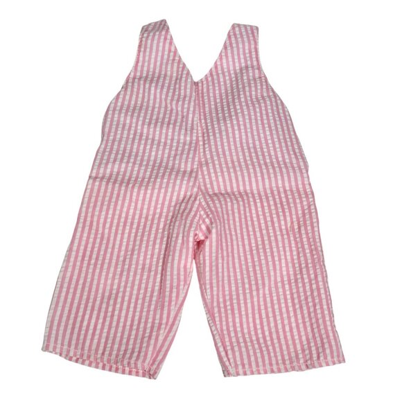 Vtg Doll Clothes Real Baby Pink Striped Overalls Hasbro 80s CPK Fit Seersucker - Picture 5 of 6